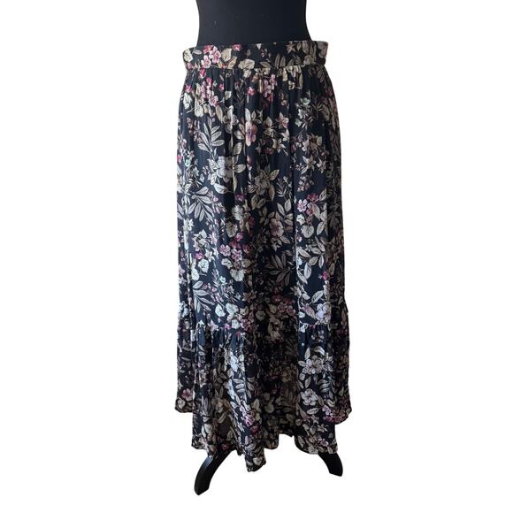 PHILOSOPHY REPUBLIC CLOTHING Brown Tiered Ruffle Maxi Skirt Size Medium - Picture 2 of 7